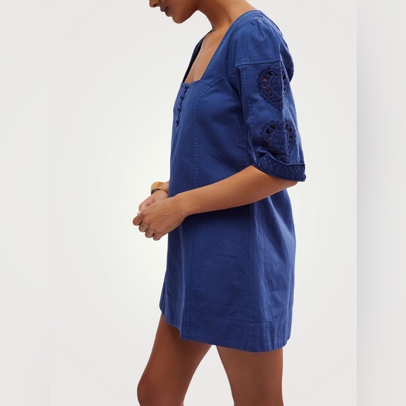 Free People Bali Hazel Hearts Mini Dress in Indigo Combo - Picture 3 of 5